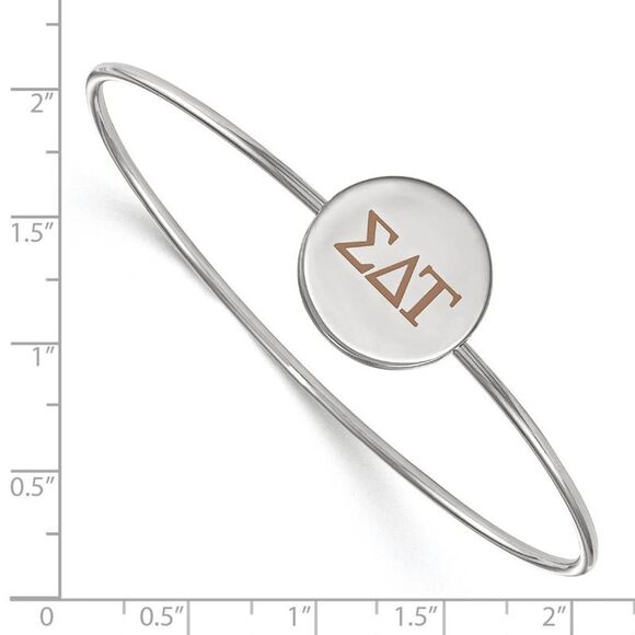 Sterling Silver Sigma Delta Tau Enamel Tan Greek Letter Bangle - 7 in. - Picture 2 of 4